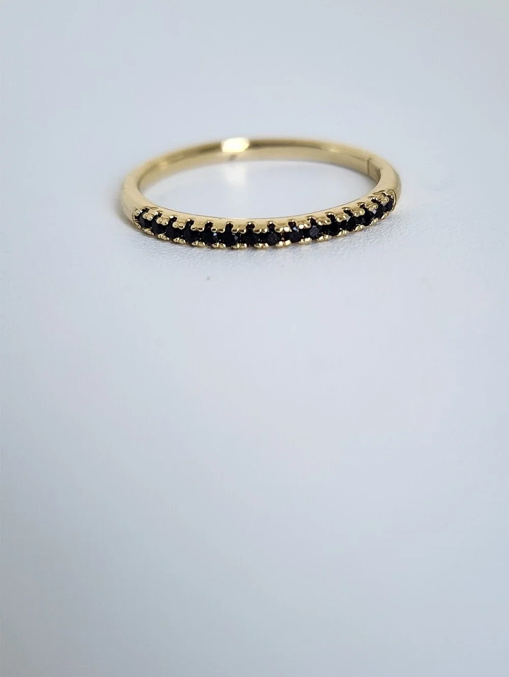 Gold Plated Black CZ Eternity Stacking Ring Minimalist Band Size 10